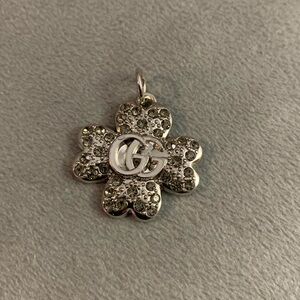Elegant Upcycled Silver Rhinestone Clover Pendant